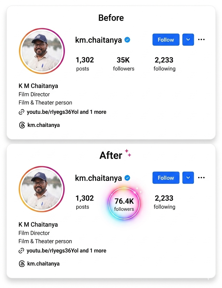 Instagram growth results by Growinstaa