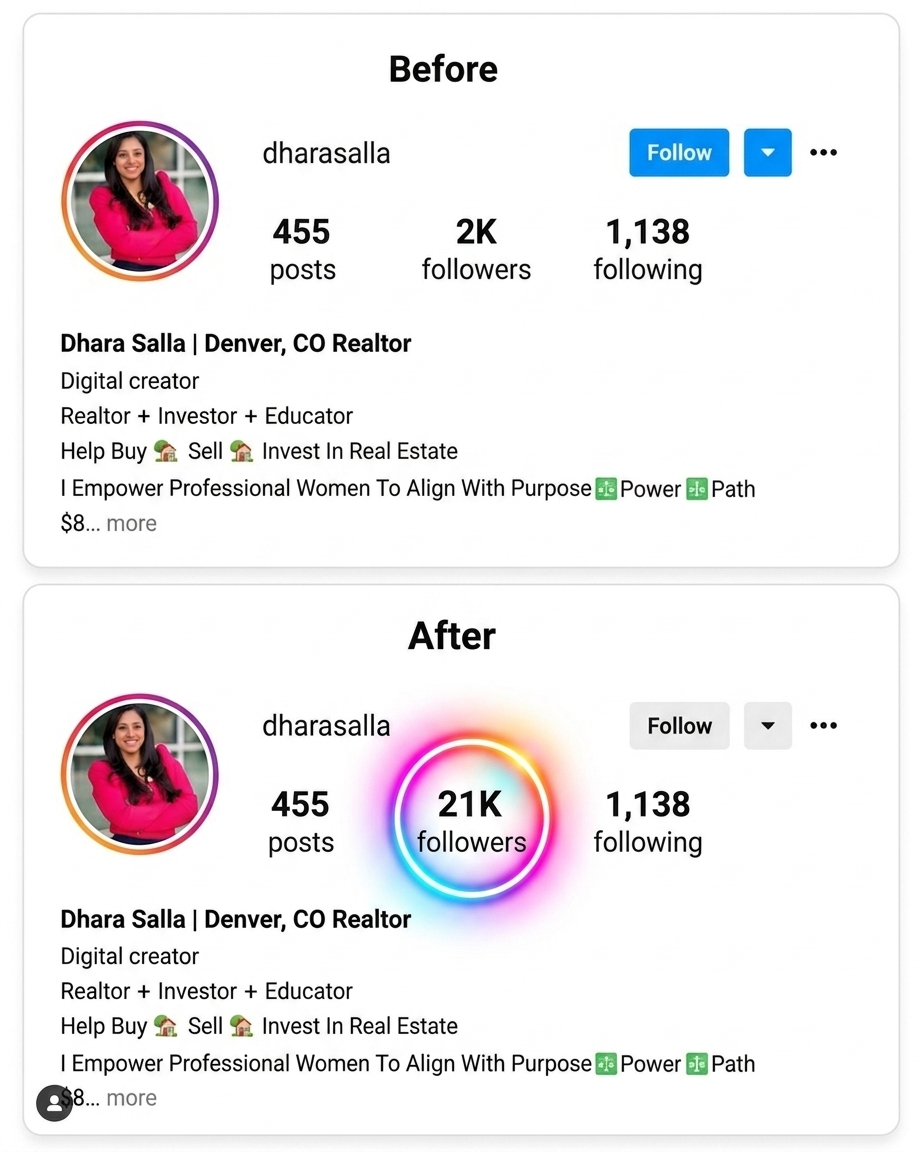 Instagram growth results by Growinstaa